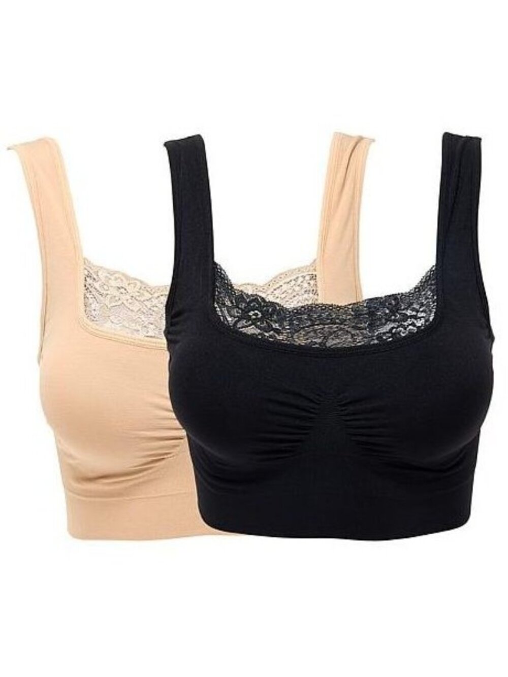 Rhonda Shear 2-pack Seamless Bra with Lace MEDIUM